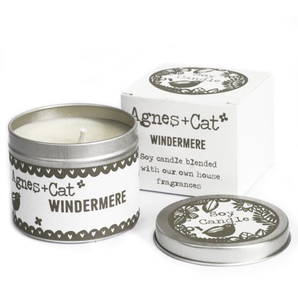 Szójaviasz Illatgyertya Fémdobozban- Windermere/200g, ajándékcsomagolás