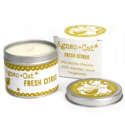   Szójaviasz Illatgyertya Fémdobozban- Citrus/200g, ajándékcsomagolás
