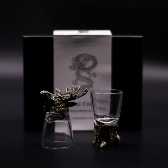 "Bottom Up" likőrös pohár (50ml) - Vad erdei lények - antik bronz