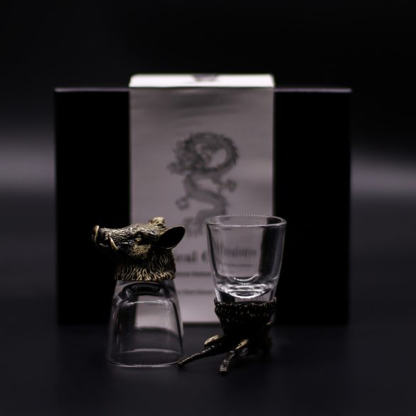 "Bottom Up" likőrös pohár (50ml) - Vad erdei lények - antik bronz