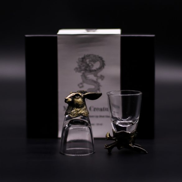 "Bottom Up" likőrös pohár (50ml) - Mitikus lények - antik bronz