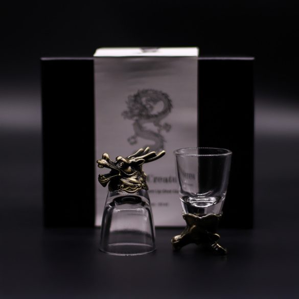 "Bottom Up" likőrös pohár (50ml) - Mitikus lények - antik bronz