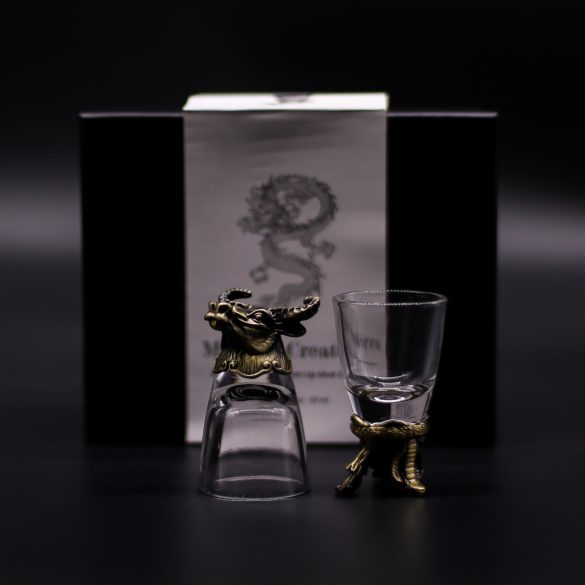 "Bottom Up" likőrös pohár (50ml) - Mitikus lények - antik bronz