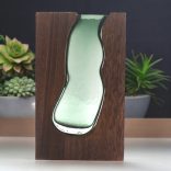 Üveg Váza/Terrárium Sötét Tung Fában - 14.5x5x23cm