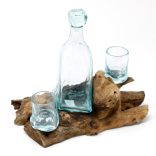 Olvasztott Üveg Fa Alátéten- Whiskey Szett
