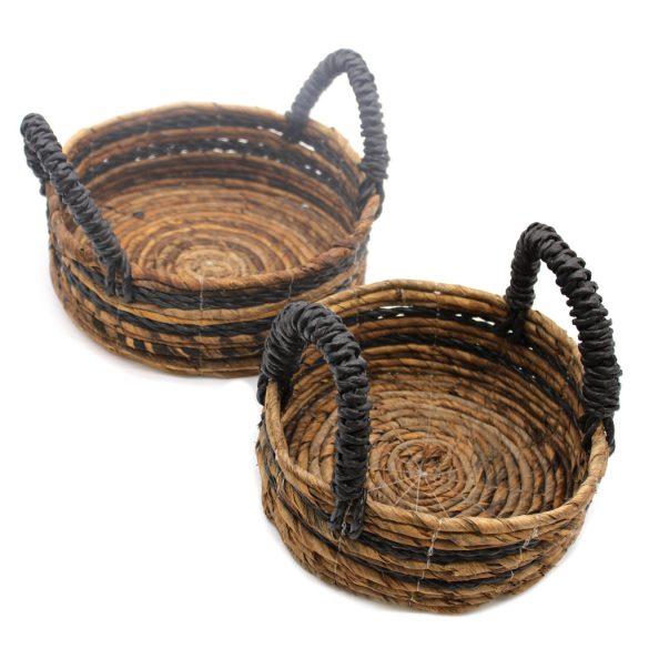 Banánlevél és Fekete Raffia Kosár- 2-es szett
