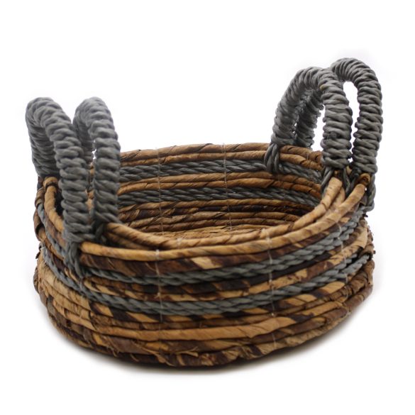 Banánlevél és Szürke Raffia Kosár- 2-es szett