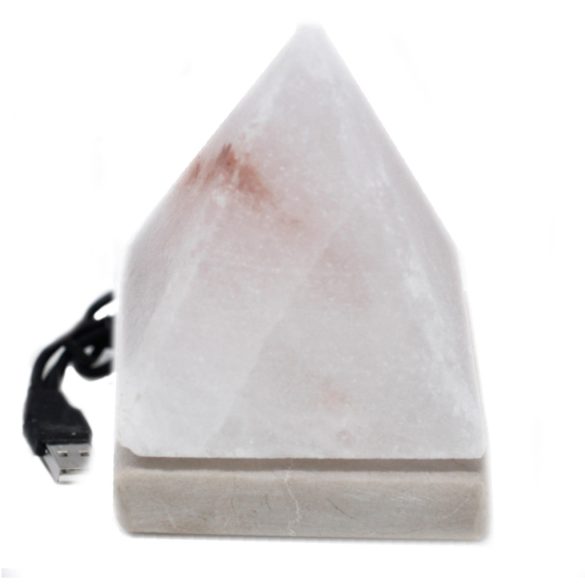 Minőségi USB Fehér Piramis Sólámpa - 9 cm (színváltós)