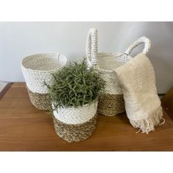 Tengerifű Fonott Kosár Együttes - Natúr/Fehér