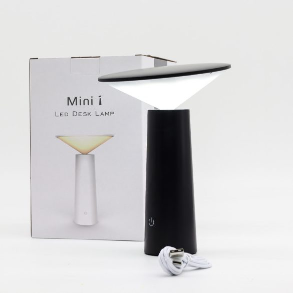 Érintőlámpa - Fekete Gomba- állítható - USB (C) - tölthető (2000 Watt)